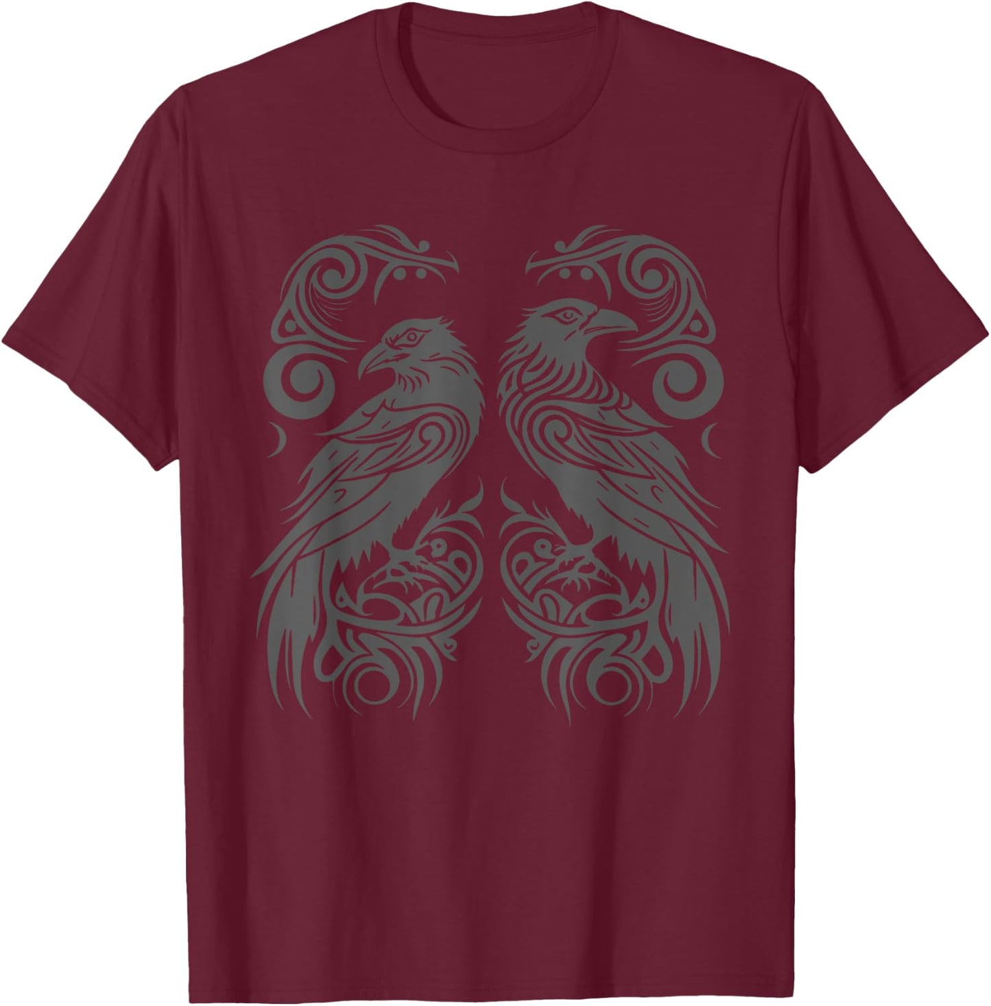 Odins Raven Norse Mythology Viking Birds Celtic Knots Asgard T-Shirt - T-Shirt | Maroon