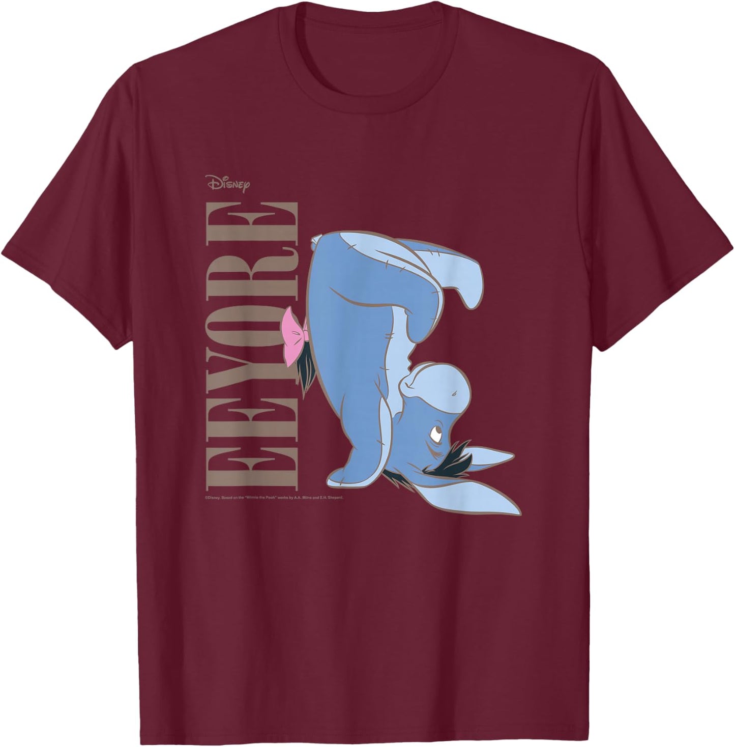 Winnie The Pooh - Eeyore Upside Down T-Shirt - T-Shirt | Maroon