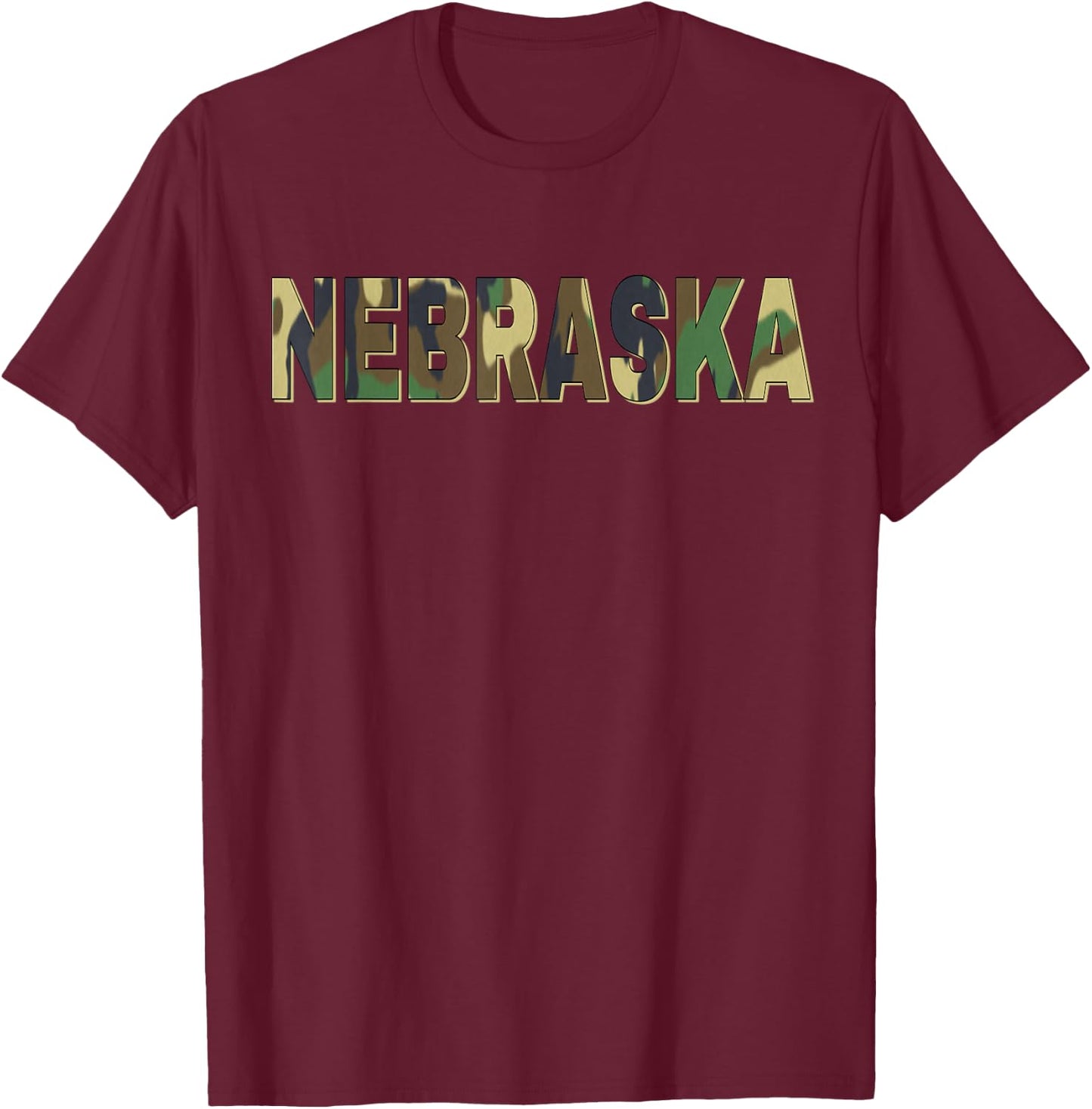 Nebraska Camouflage Men Women & Kids Camo Nebraska T-Shirt - T-Shirt | Maroon