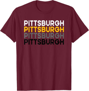Pittsburgh 412 Pride Love Yinzer Faded PA Letters PGH T-Shirt - T-Shirt | Maroon