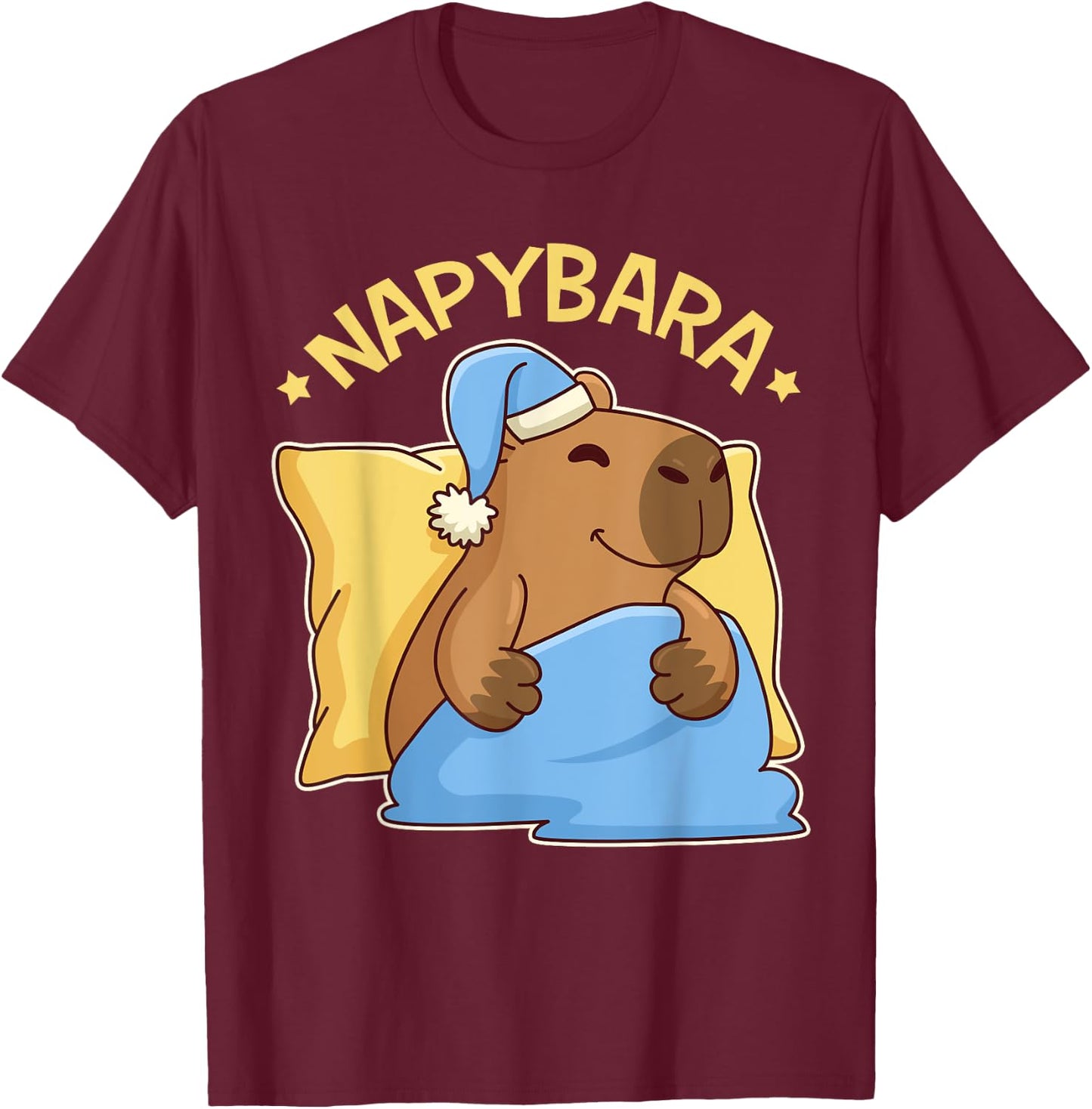 Cute Nap Capybara Pyjamas - Nappybara T-Shirt - T-Shirt | Maroon