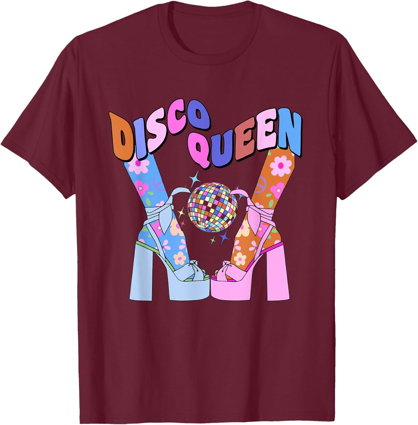 Disco Queen 70's Disco Themed Vintage Seventies Costume T-Shirt - T-Shirt | Maroon