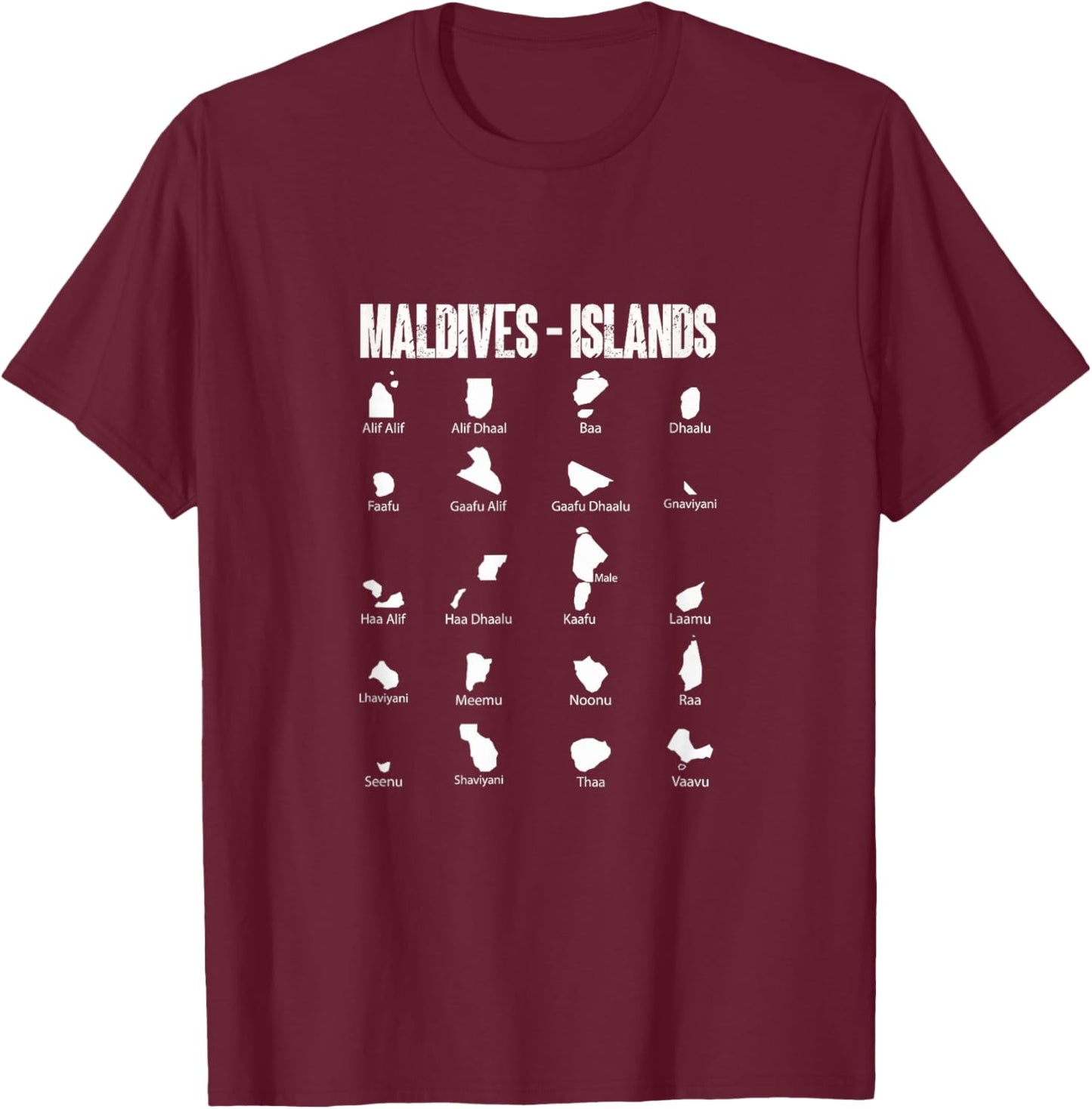 Map of Maldives T-Shirt - T-Shirt | Maroon
