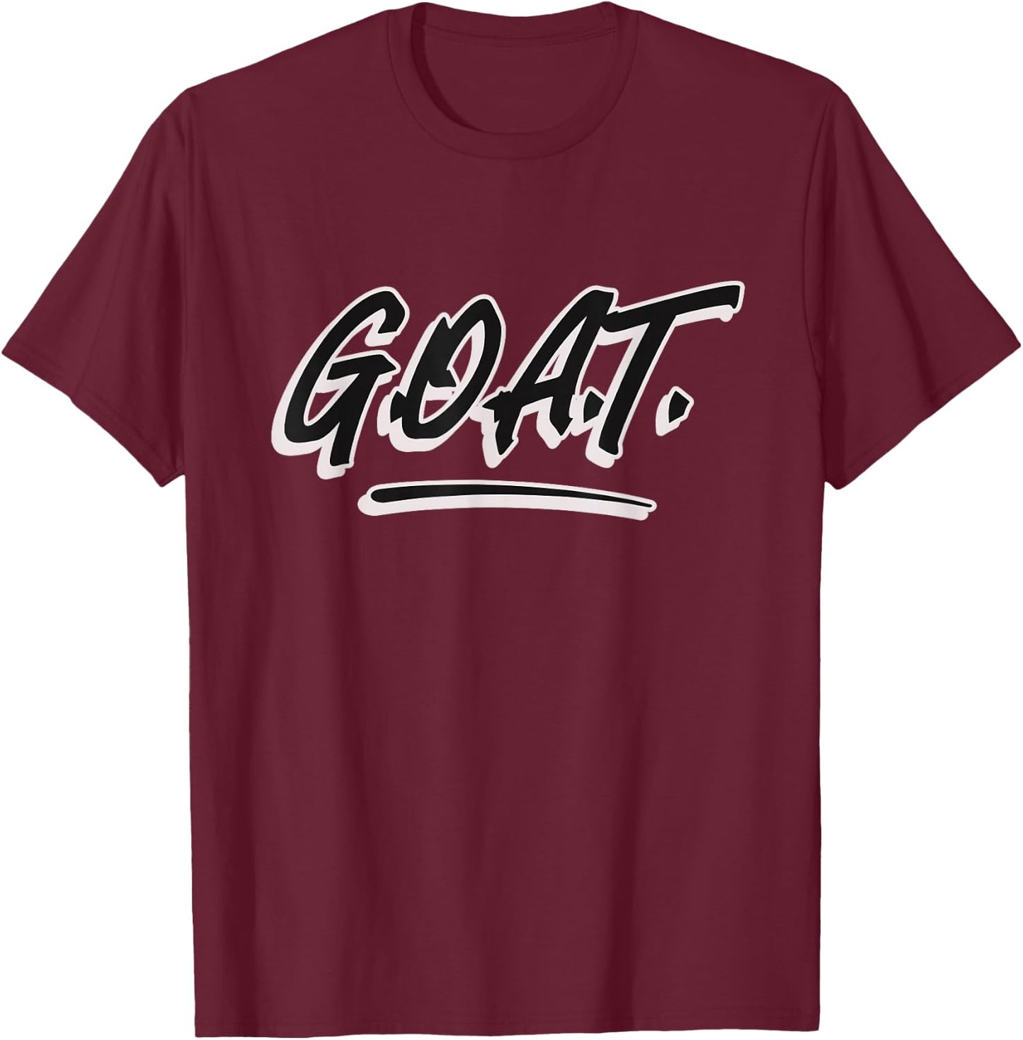 G.O.A.T. Men's Black Letter Print Modern Casual T-Shirt - T-Shirt | Maroon