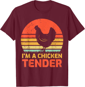 Vintage Chicken Farmer Retro I'm A Chicken Tender T-Shirt - T-Shirt | Maroon