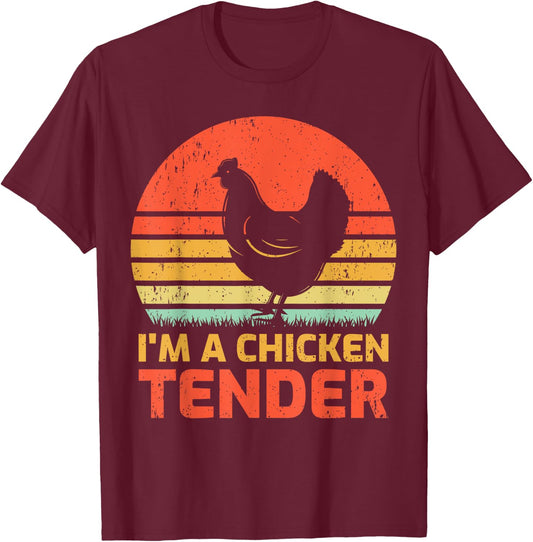 Vintage Chicken Farmer Retro I'm A Chicken Tender T-Shirt - T-Shirt | Maroon