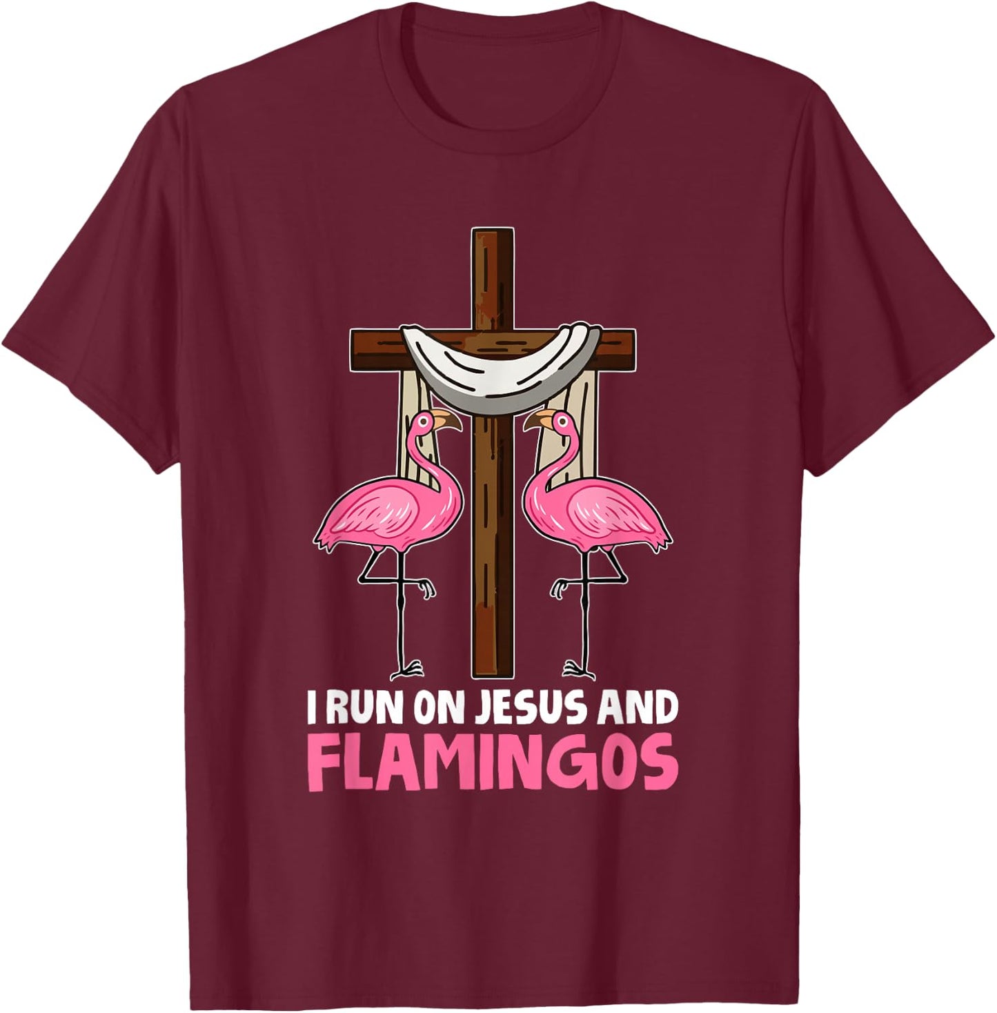 Christianity Cool - Jesus Bible Religion Christian Flamingo T-Shirt - T-Shirt | Maroon