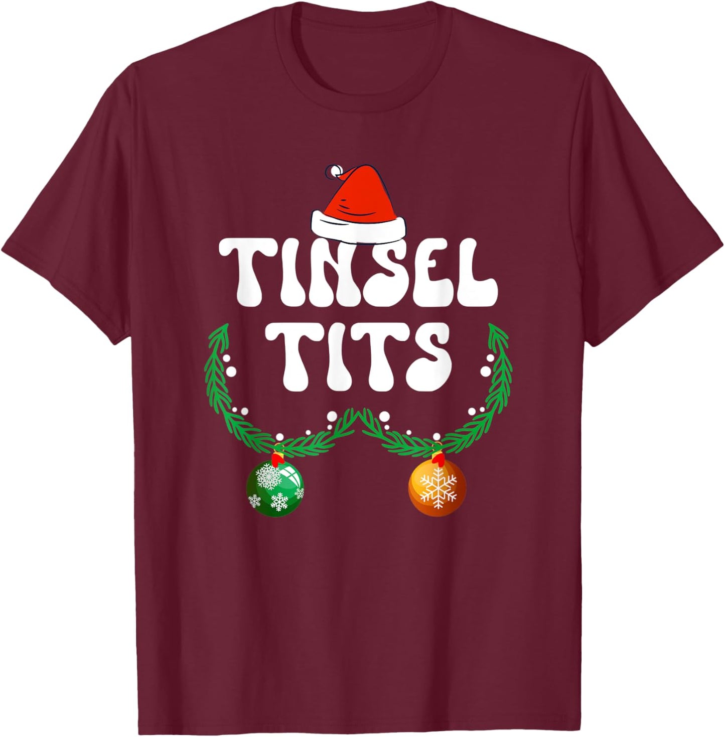 Jingle Balls Tinsel Tits Couple Chestnuts Christmas Pajamas T-Shirt - T-Shirt | Maroon