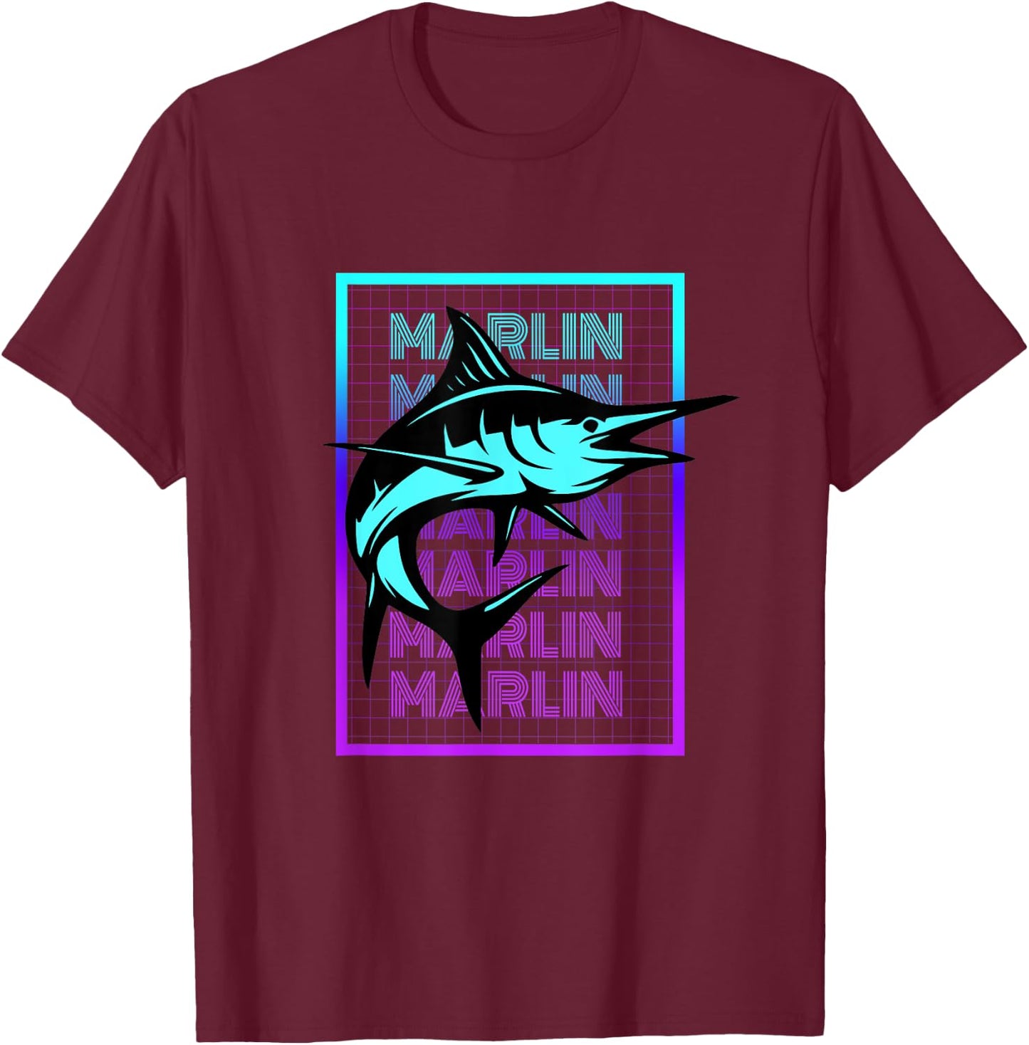Marlin Fish Vintage Retro Marlin T-Shirt - T-Shirt | Maroon