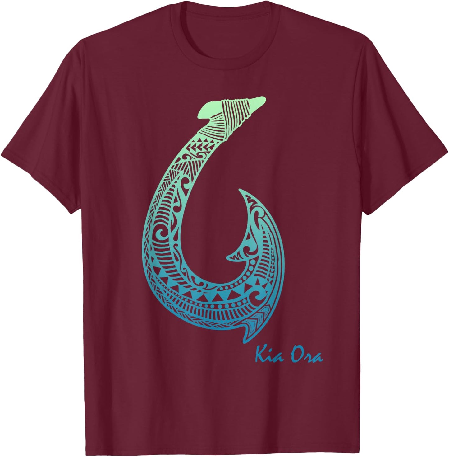 Kia Ora New Zealand Ornamental Culture Haka Symbol T-Shirt - T-Shirt | Maroon