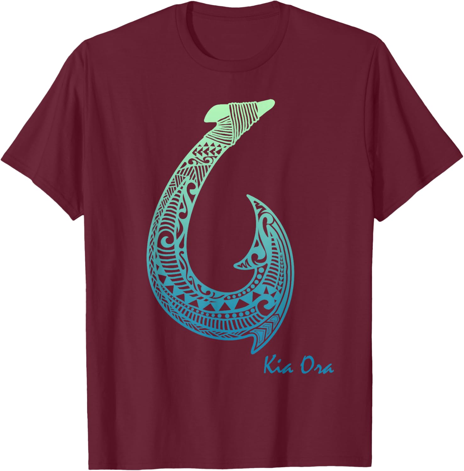 Kia Ora New Zealand Ornamental Culture Haka Symbol T-Shirt - T-Shirt | Maroon