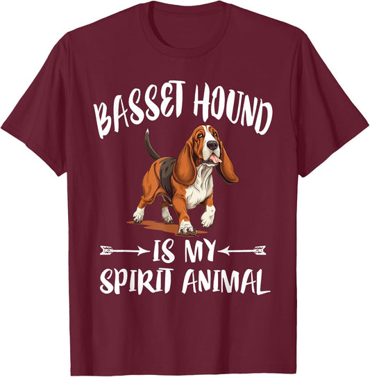 Basset Hound Is My Spirit Animal Dog T-Shirt - T-Shirt | Maroon