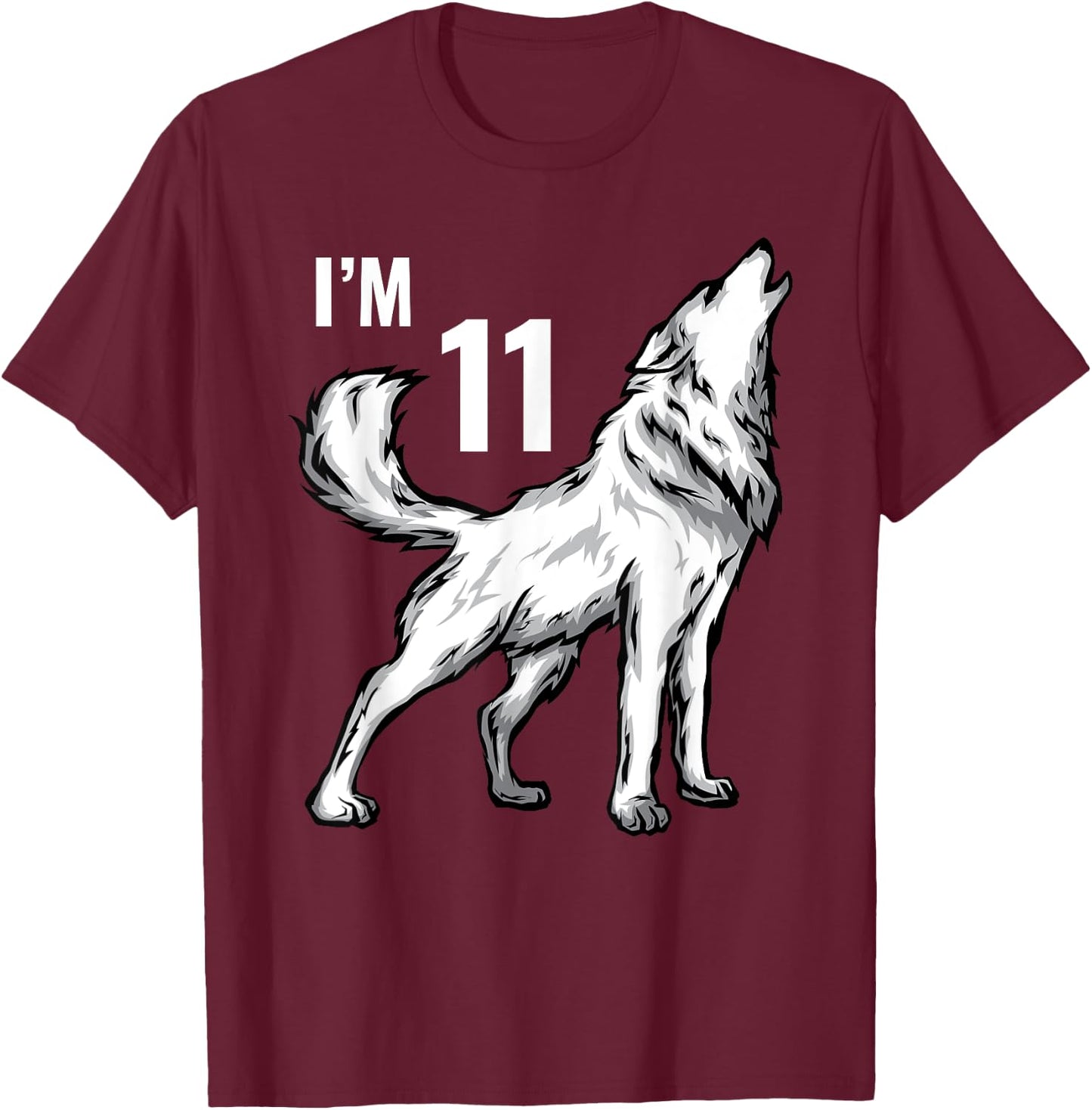 11th Birthday 11 Years Wolf Cub Howling Wolf Pack Wildlife T-Shirt - T-Shirt | Maroon