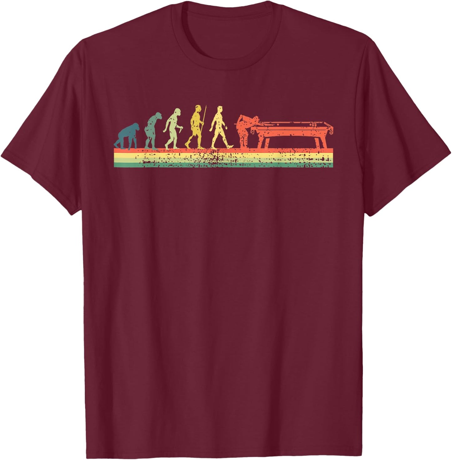 Funny Human Billiards Evolution 8 Ball Pool Player T-Shirt - T-Shirt | Maroon