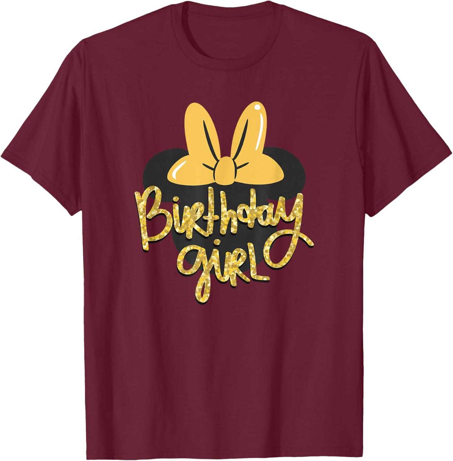 Disney Minnie Mouse Birthday Girl Gold Colorpop Small T-Shirt - T-Shirt | Maroon