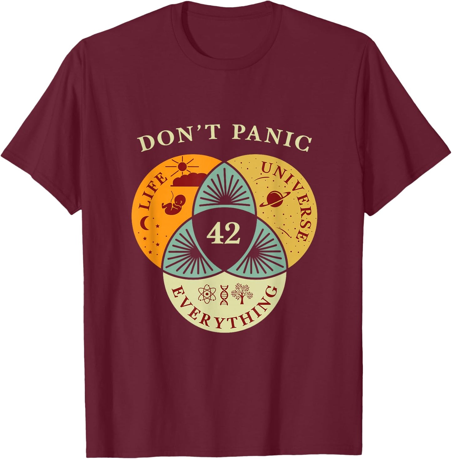 Life Universe Everything 42 Science Fiction Space Lovers T-Shirt - T-Shirt | Maroon