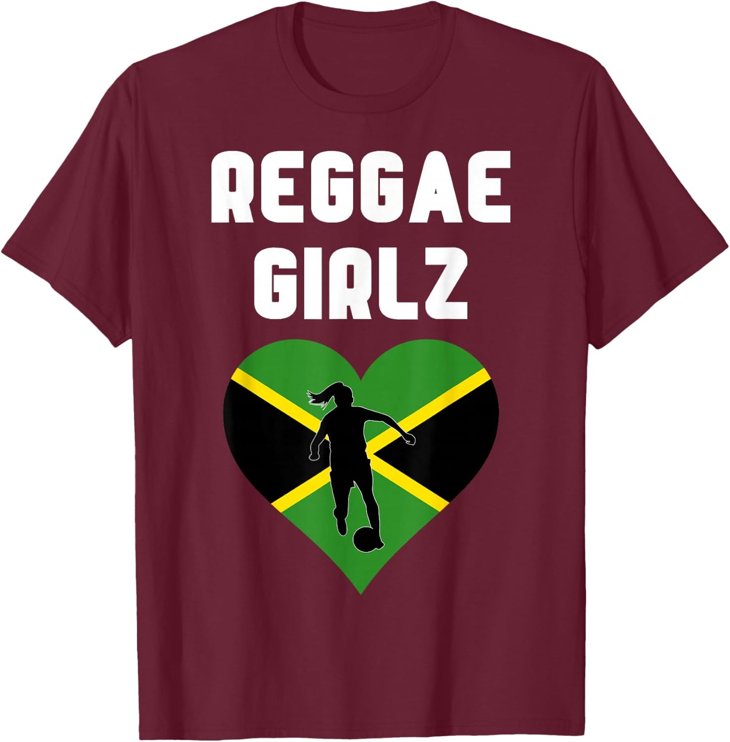 Jamaica Flag Women Football Player T-Shirt - T-Shirt | Maroon