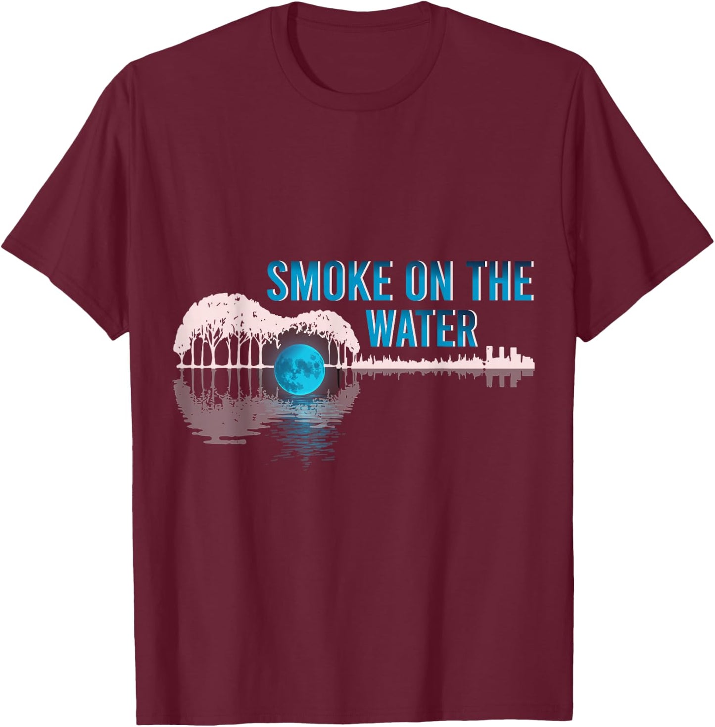 Guitar Lake Shadow Love Guitar Smoke on Water Guitar T-Shirt - T-Shirt | Maroon