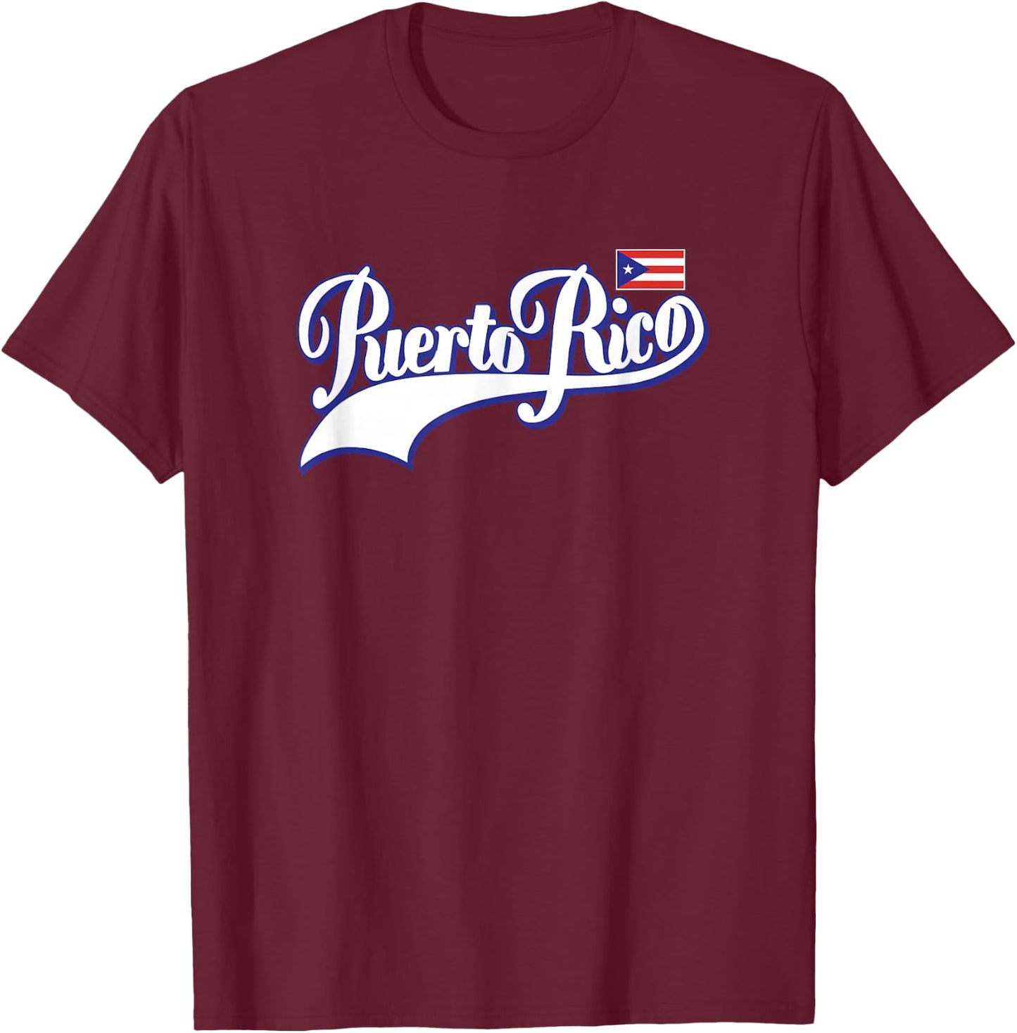 Puerto Rico Flag Puerto Rican Pride Athletic Style Country T-Shirt - T-Shirt | Maroon
