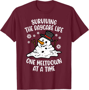Surviving Daycare Life One Meltdown At A Time T-Shirt - T-Shirt | Maroon