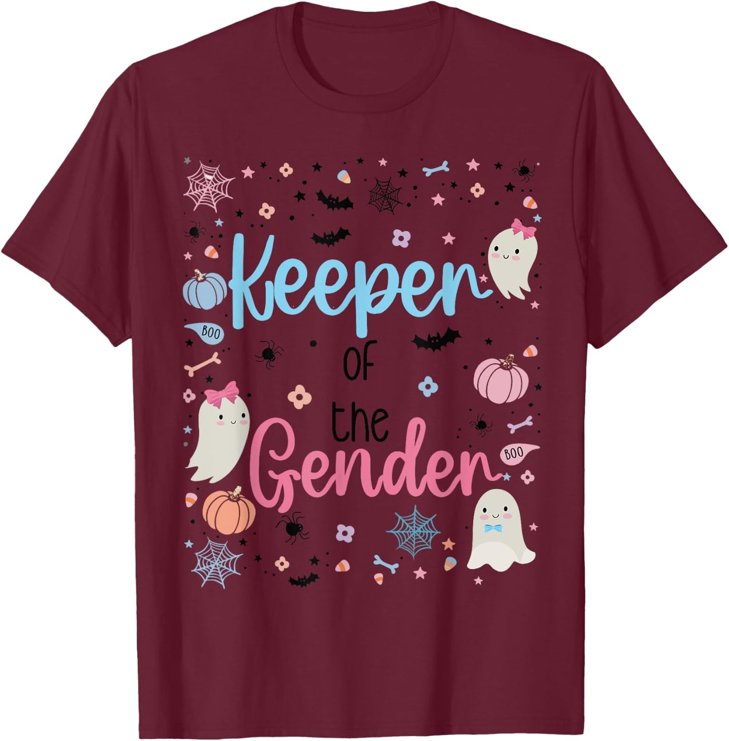 Boo Keeper Of The Gender Reveal Baby Pregnancy Announcement T-Shirt - T-Shirt | Maroon