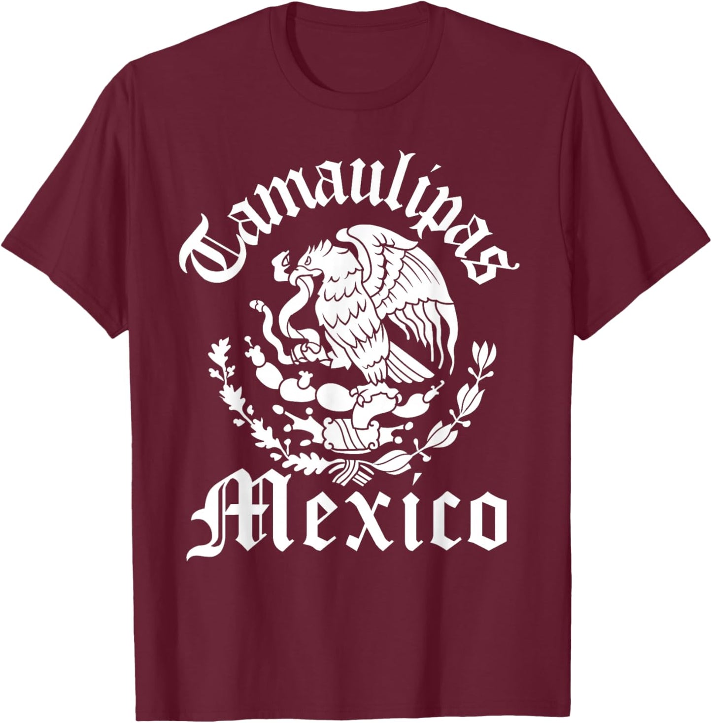 Tamaulipas with Mexican Emblem Tamaulipas T-Shirt - T-Shirt | Maroon