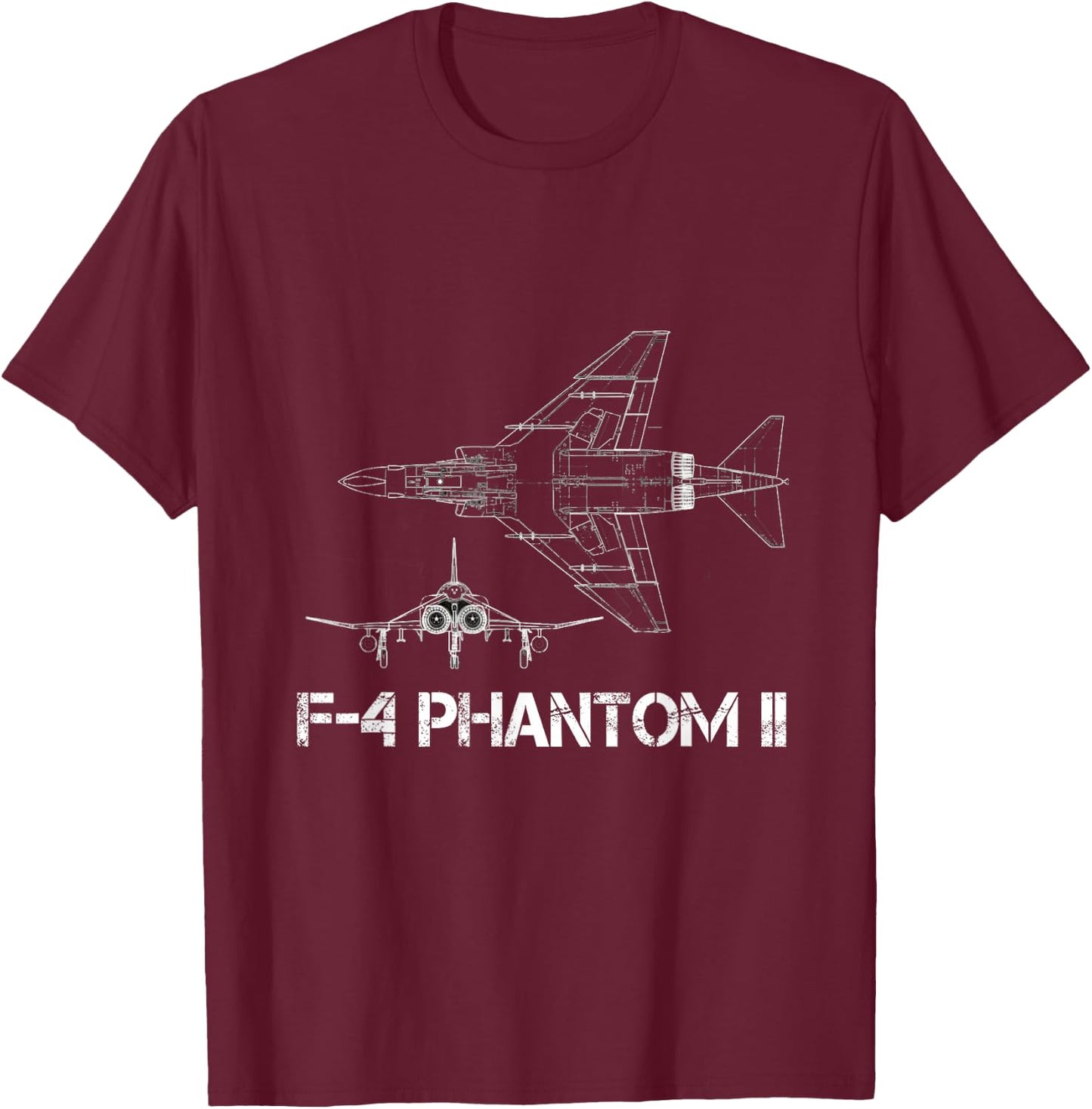 McDonnell Douglas F-4 Phantom II Blueprint Aircraft T-Shirt - T-Shirt | Maroon