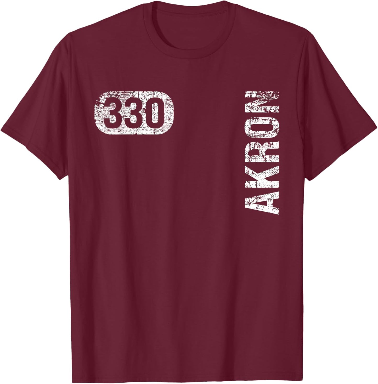 Akron Ohio 330 Area Code Vintage Retro T-Shirt - T-Shirt | Maroon