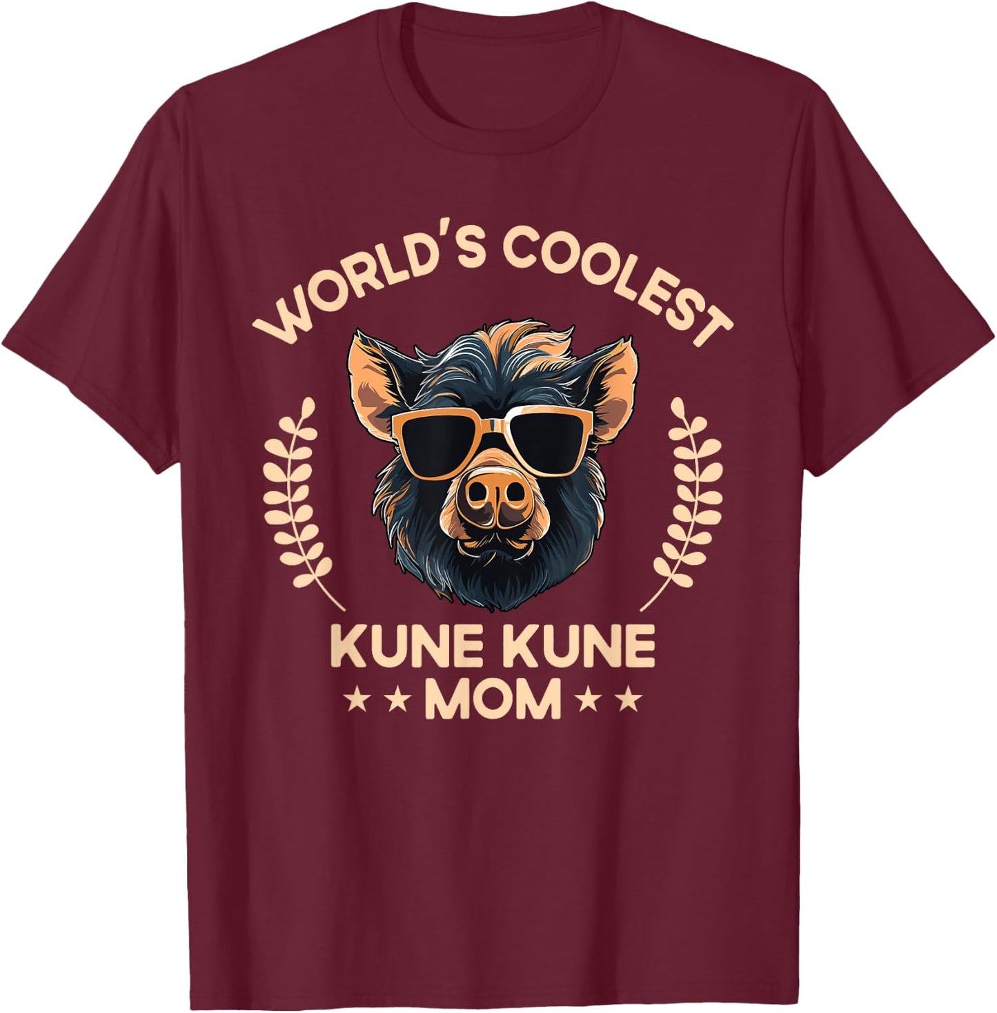 World's Coolest Pig Mom Mama - Women Farmer Kune Kune T-Shirt - T-Shirt | Maroon
