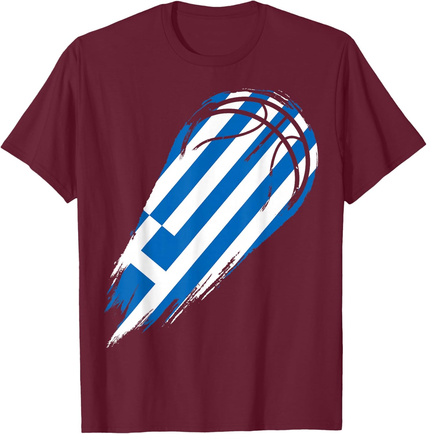 Basketball with flag of Patriotic Greece T-Shirt - T-Shirt | Maroon