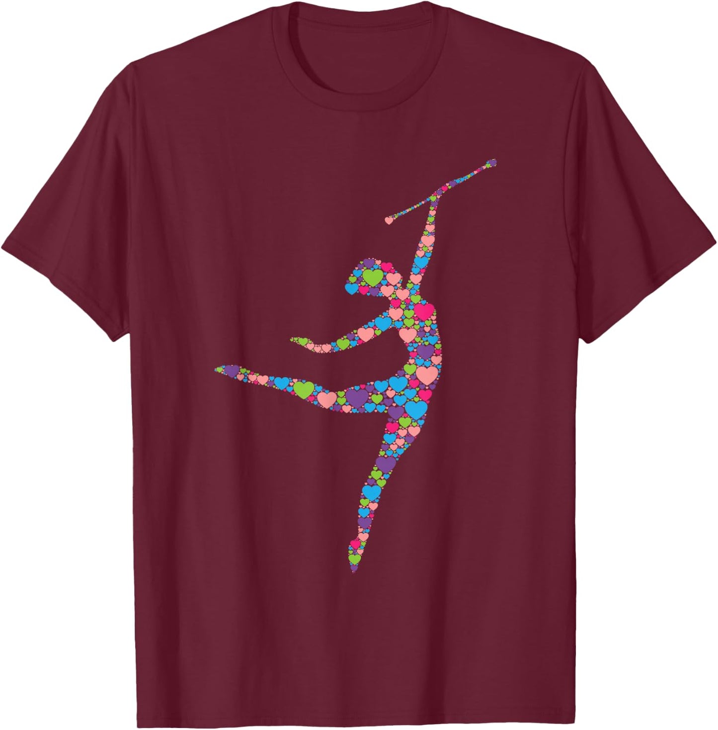 Baton Twirling Girl - Silhouette Dancing Twirler Majorette T-Shirt - T-Shirt | Maroon