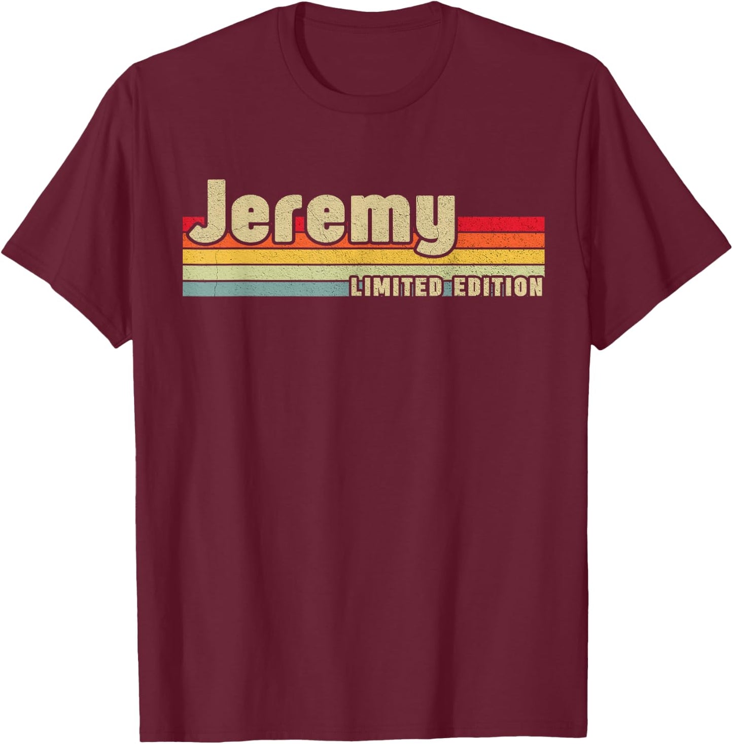 First Names Apparel Jeremy -Adults and Kids Black Small Short Sleeve Personalized Gift Christmas Birthday T-Shirt - T-Shirt | Maroon