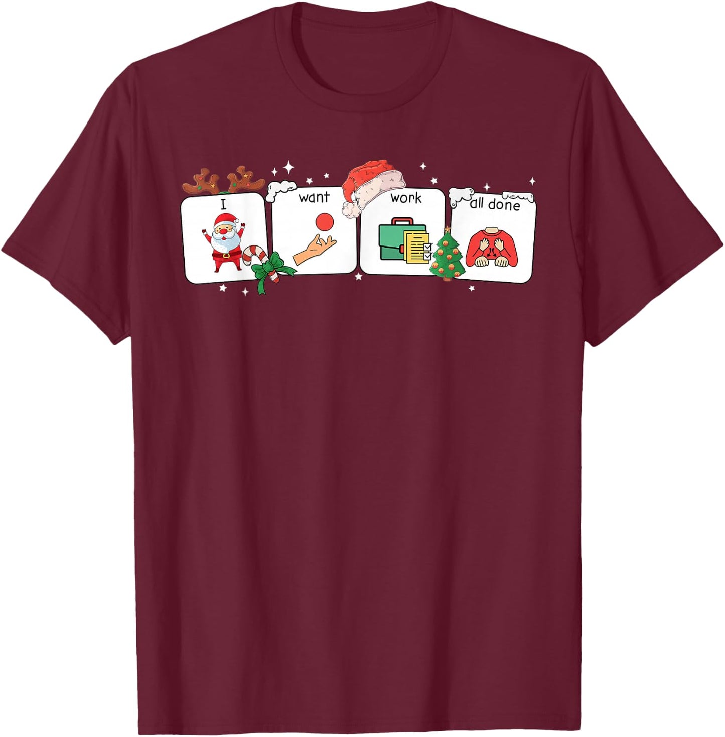 Christmas Santa Special Education Funny SPED Teacher Xmas PJ T-Shirt - T-Shirt | Maroon