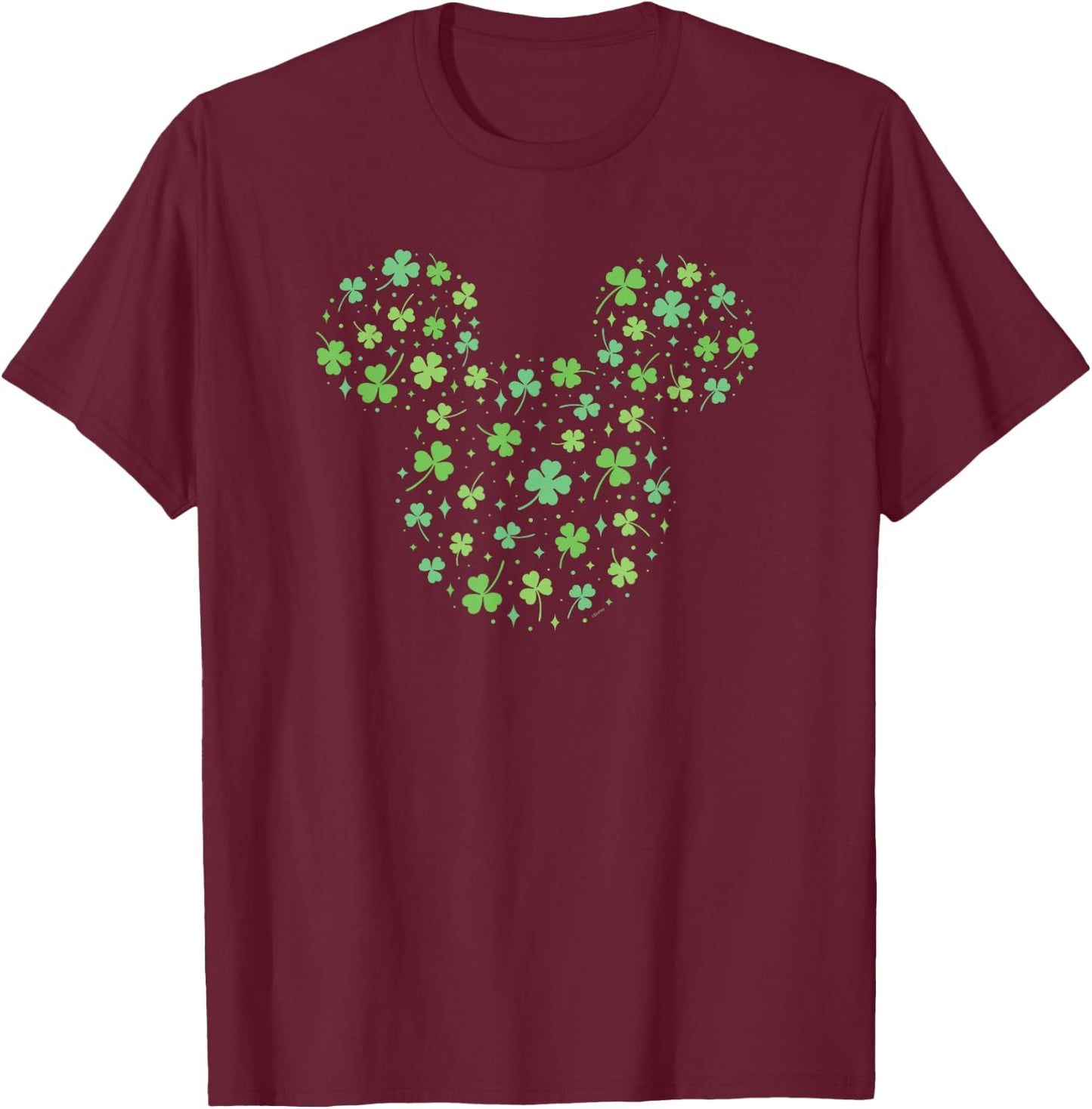 Disney Mickey Mouse Icon Shamrock Clovers St Patrick's Day T-Shirt - T-Shirt | Maroon