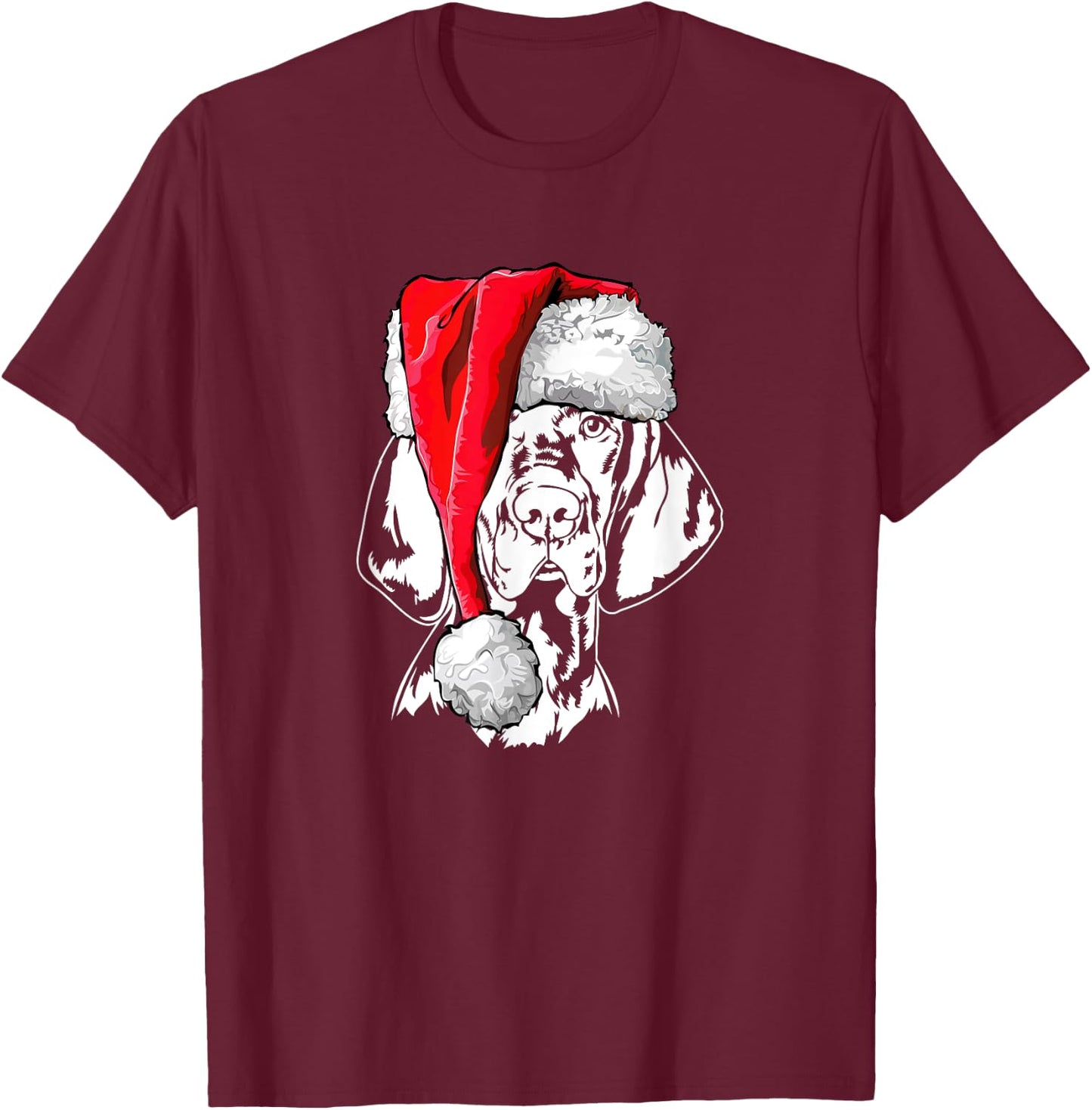Funny Santa Hungarian Vizsla Christmas dog mom dog T-Shirt - T-Shirt | Maroon