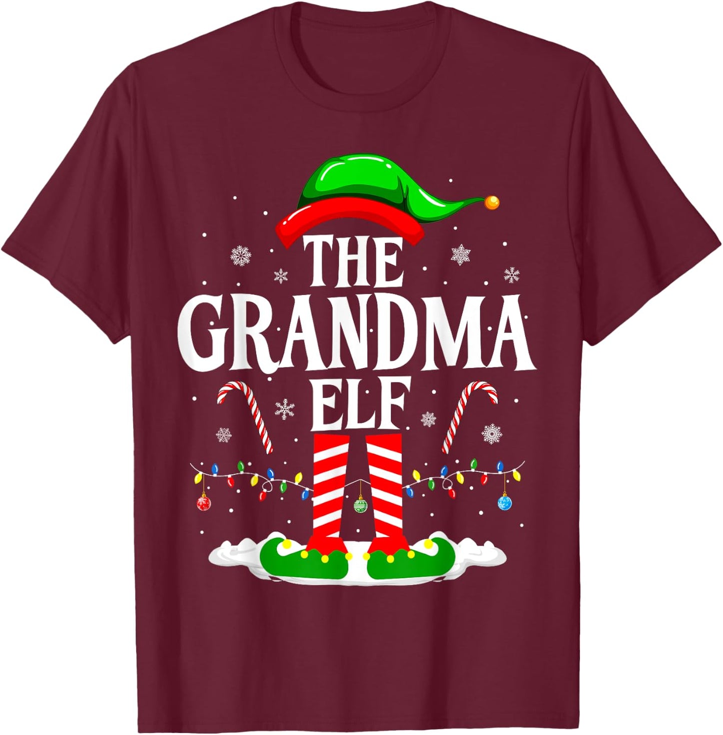 The Grandma Elf Funny Xmas Elf Matching Family Christmas T-Shirt - T-Shirt | Maroon