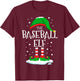 The Baseball Elf Christmas Family Matching Xmas Group Funny T-Shirt - T-Shirt | Maroon