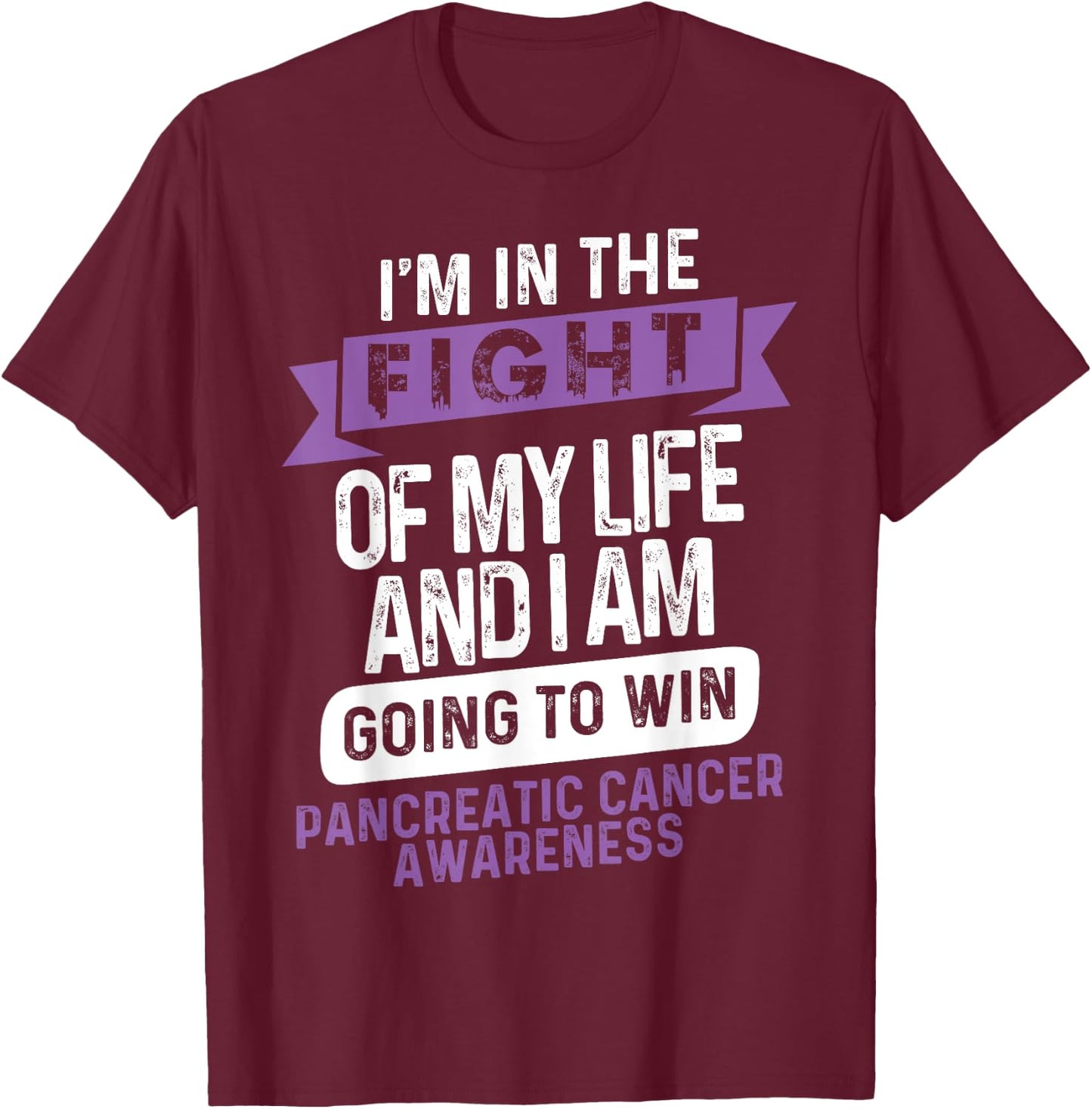 Fight to Win- Pancreatic Cancer Awareness Supporter Ribbon T-Shirt - T-Shirt | Maroon