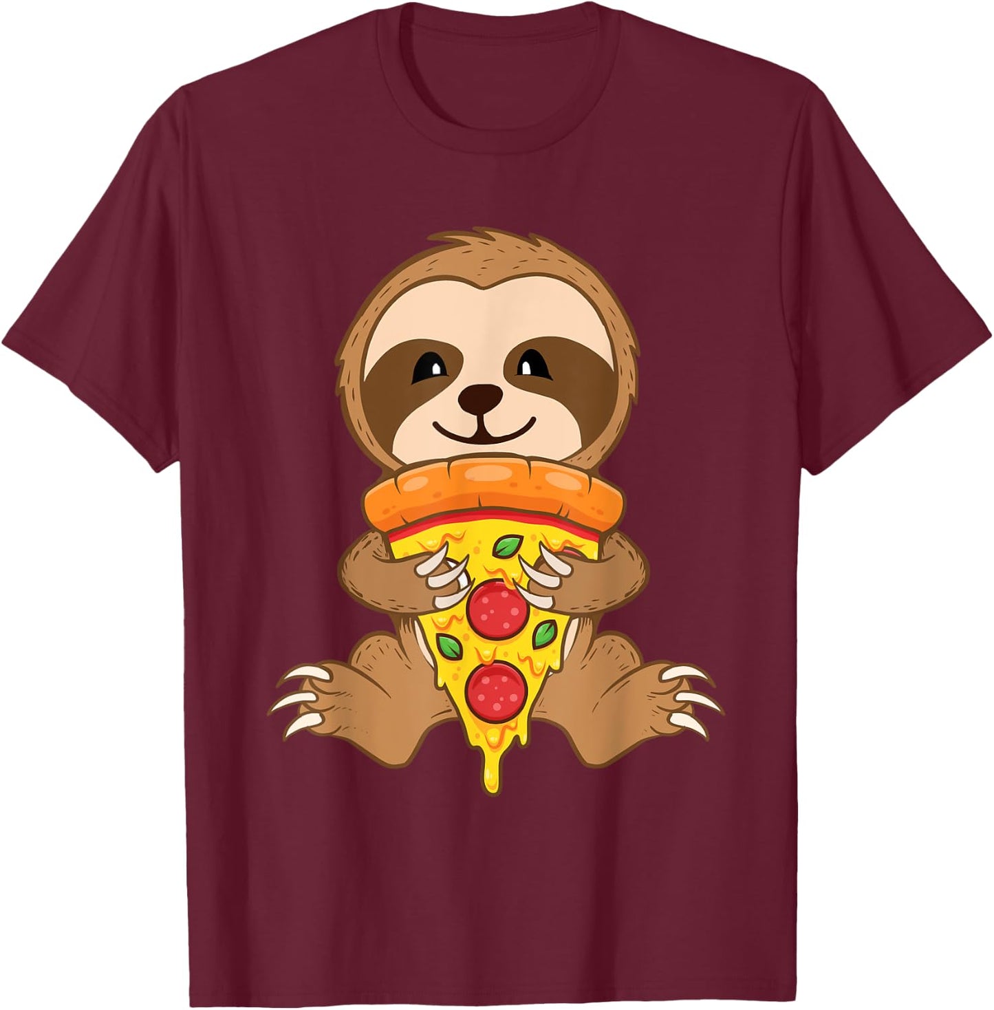 Sloth Pizza Lover - Foodie Wildlife Animal Nature Zookeeper T-Shirt - T-Shirt | Maroon