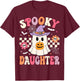 Groovy Spooky Daughter Retro Ghost Holding Pumpkin Halloween T-Shirt - T-Shirt | Maroon