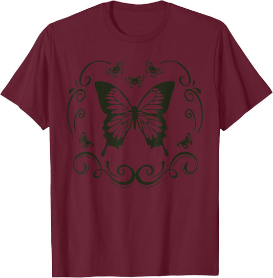 Fairy Grunge Fairycore Aesthetic Butterfly Y2K Alt Clothes T-Shirt - T-Shirt | Maroon