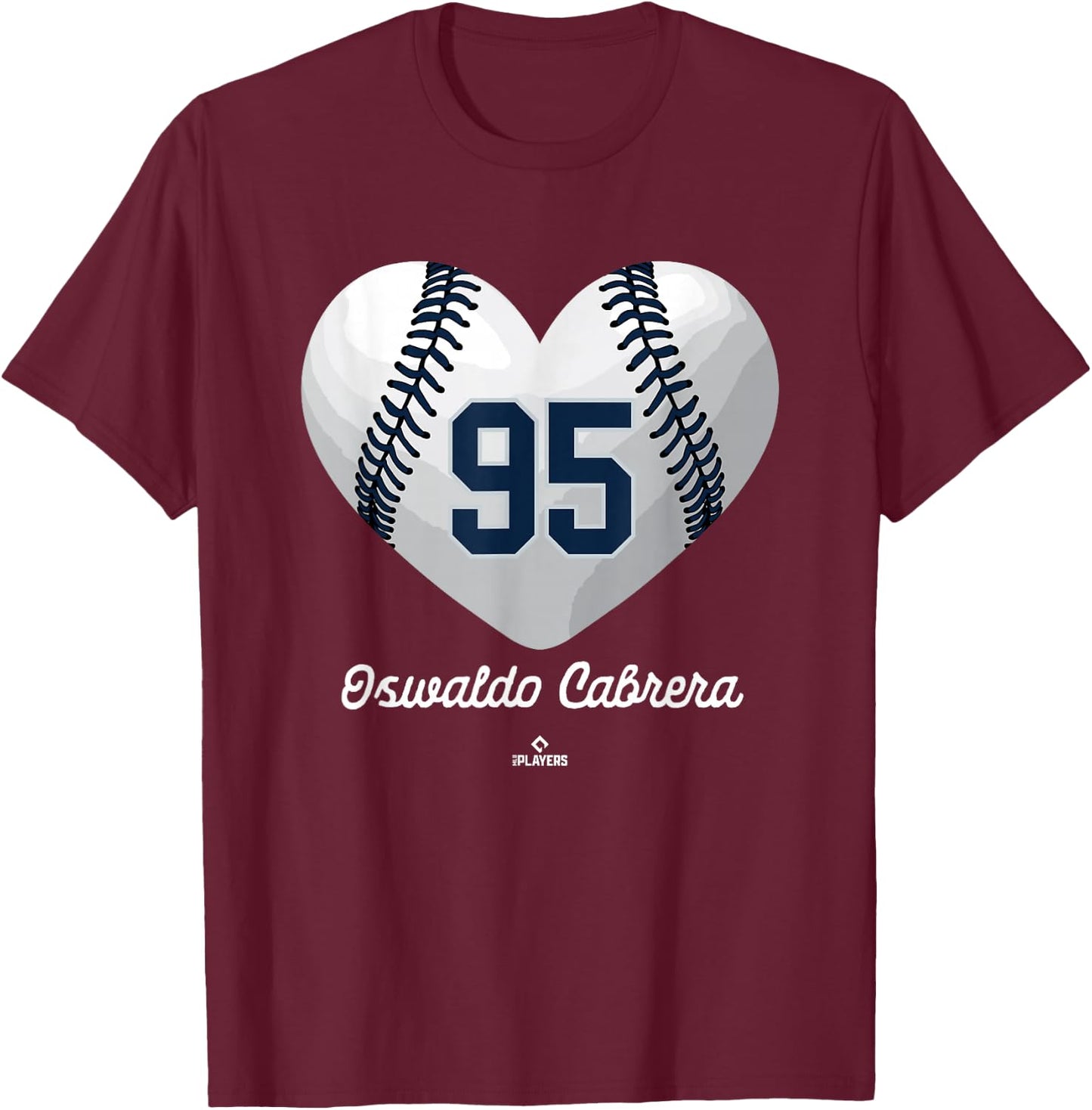 Baseball Heart Number Oswaldo Cabrera New York MLBPA T-Shirt - T-Shirt | Maroon