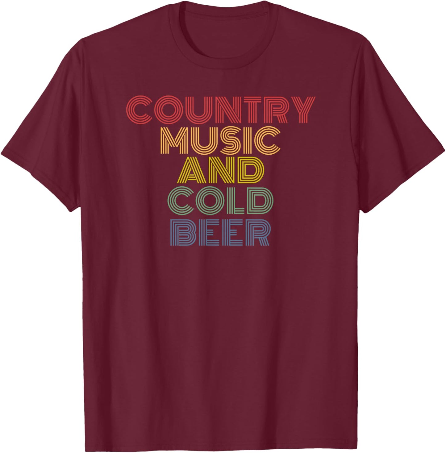 Country Music And Cold Beer retro 70s vintage T-Shirt - T-Shirt | Maroon