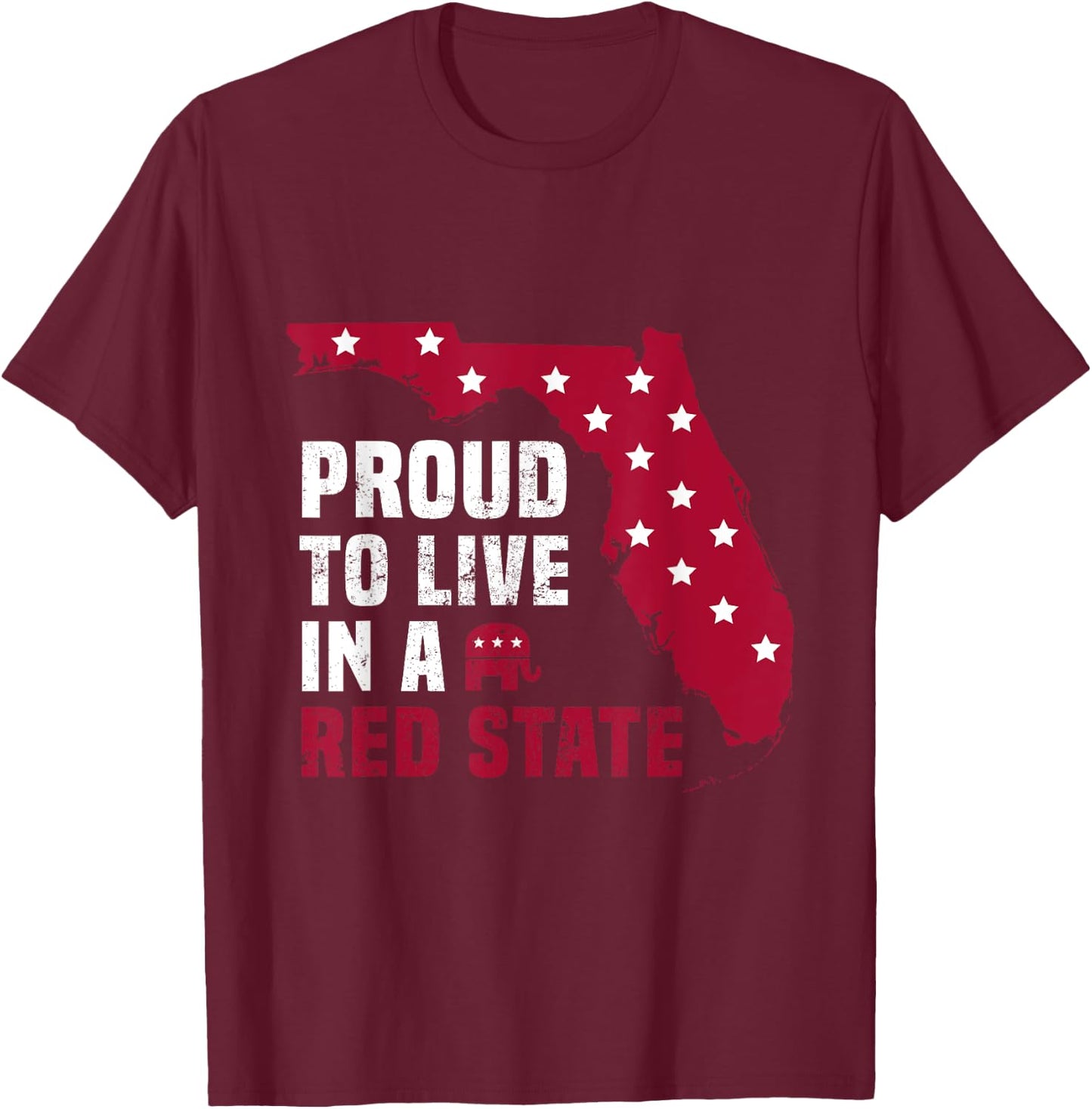 Proud To Live In A Red State Patriotic Floridian Men T-Shirt - T-Shirt | Maroon
