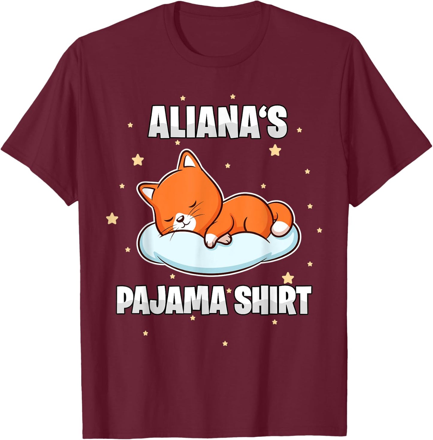 Aliana's Pajama Shirt - Personalized Sleeping T-Shirt - T-Shirt | Maroon