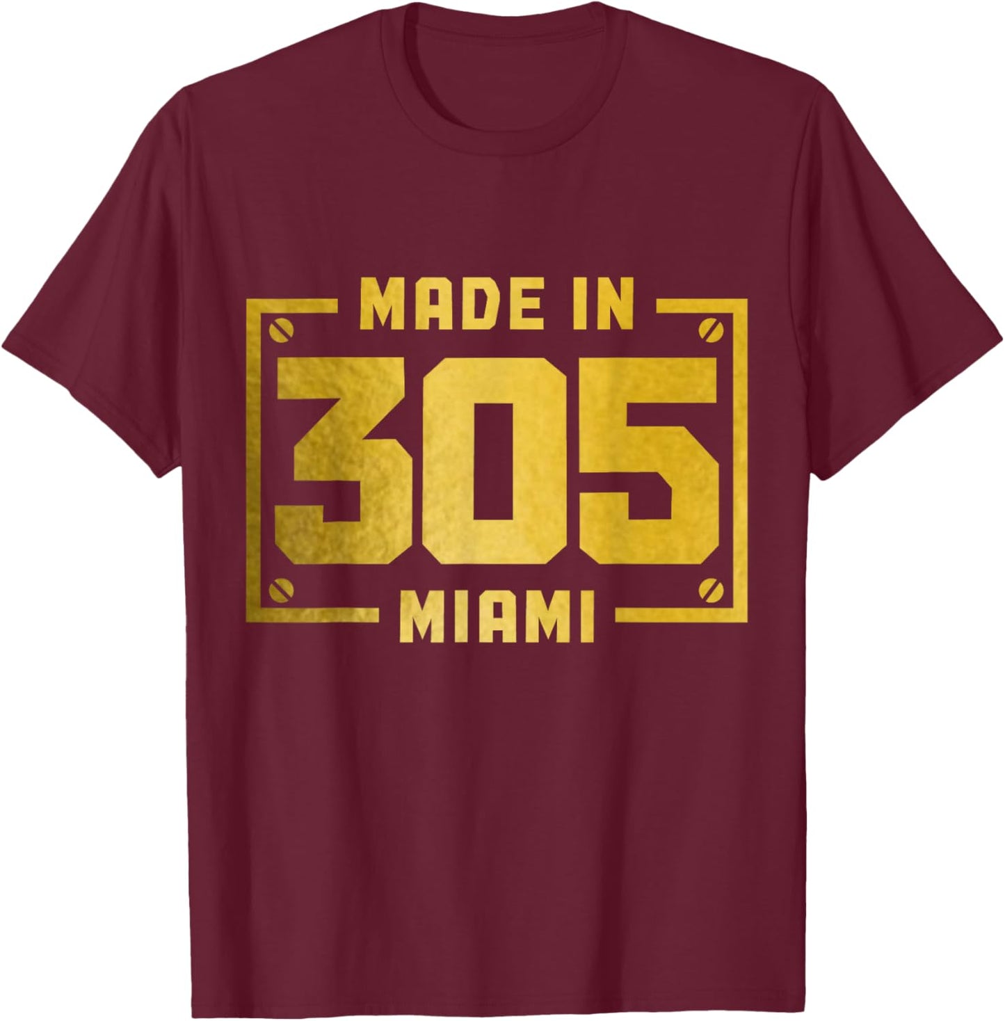 Miami Florida 305 Area Code Vintage FL Pride T-Shirt - T-Shirt | Maroon