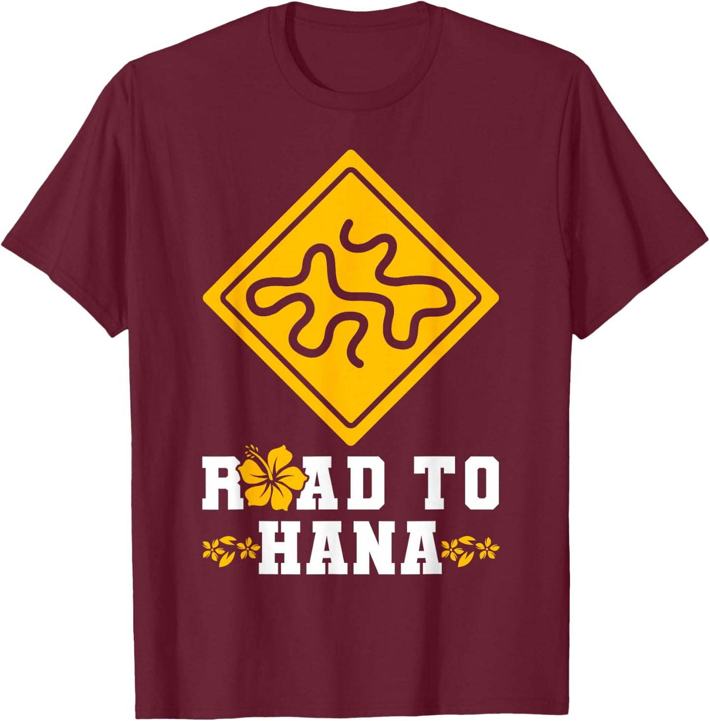 Hawaiian Islands Vintage Souvenir Road To Hana T-Shirt - T-Shirt | Maroon