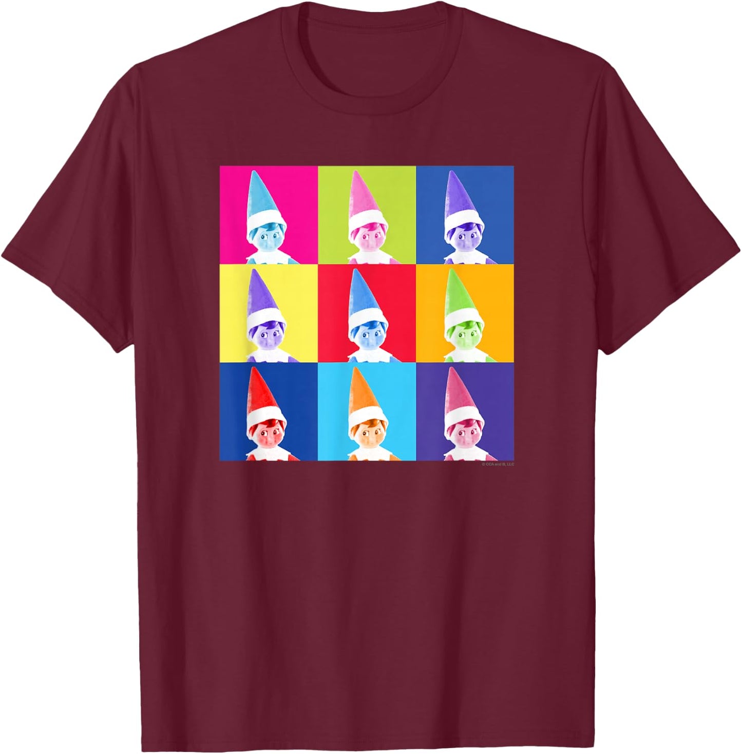 Elf on The Shelf Christmas Pop Color Elf Portrait Squares T-Shirt - T-Shirt | Maroon