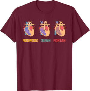 Cardiac Cardiology Cardiologist CVICU Norwood Glenn Fontan T-Shirt - T-Shirt | Maroon