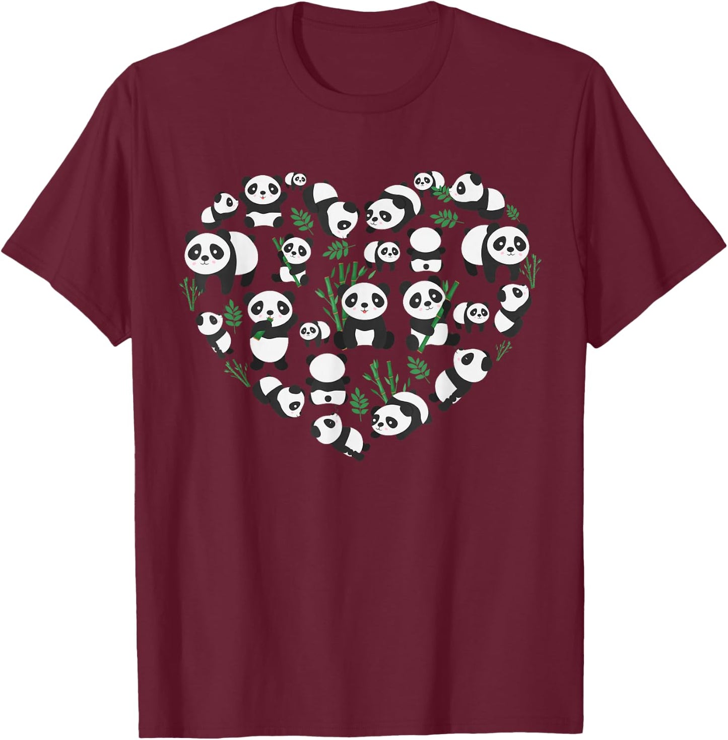Cute Panda Women Zoo Panda Bear Heart Animal Lovers T-Shirt - T-Shirt | Maroon